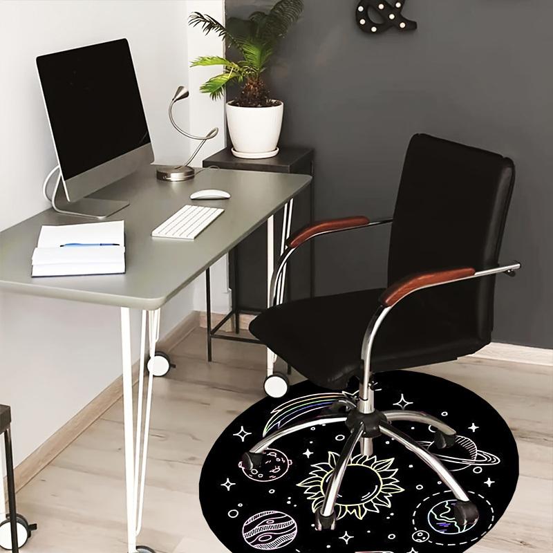 1pc Office Carpet Chair Mats Space Adventure: Planets, Stars, and Comets Perfect for Decorating Office Chairs, Living Rooms, Or Bedrooms