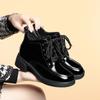 Fashion Autumn Winter Women Shoes Patent Leather Plush Warm Women Boots Platform Thick Sole Ankle Boots Women Shoes High Heel Boots