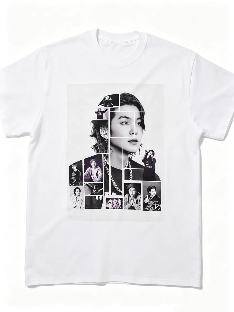 Min Yoongi SUGA BTS Collage Classic Fan Gift T Shirt 2026 Summer Mens Cotton Y2K See Through Women And Men Comfortable T-shirt