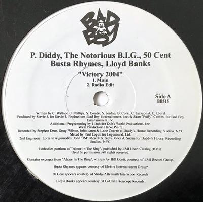 12-дюймовая пластинка P. DIDDY, NOTORIOUS B.I.G., 50 CENT - Victory 2004 BB515 Bad Boy Enterta 2004 US Рэп и Хип-Хоп/R&B Б/У