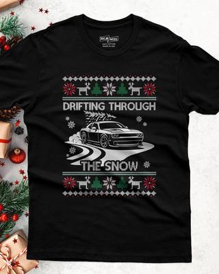 Drifting Through Snow T-Shirt, Widebody Muscle Car, Car Guy Christmas Gift