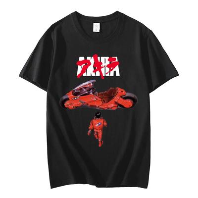 Японское аниме Akira Мотоциклетная футболка с рисунком Летняя унисекс с коротким рукавом Свободная футболка Ретро модные футболки с круглым вырезом Уличная одежда унисекс