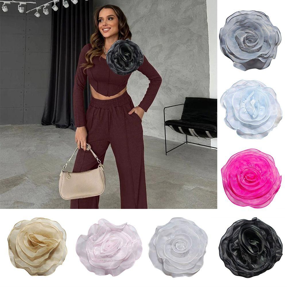 Fabric Artificial Rose Flower Patch 27CM Chest Flower Fashion Brooch