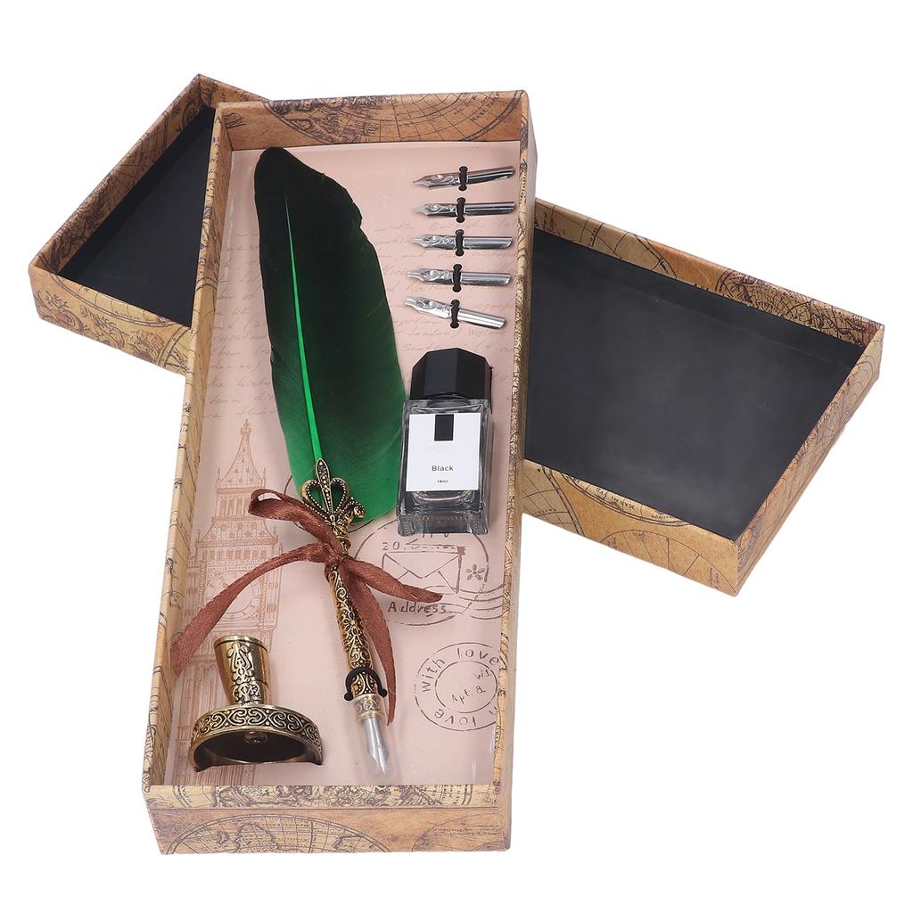 Ручка-гусиное перо из цинкового сплава, высокая гладкость, элегантные цвета, европейская ручка в стиле ретро для письма D