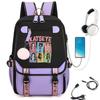 KATSEYE K-pop Cartoon USB Charging Backpack Student Bookbag Lightweight Water-Resistant Laptop Daypack