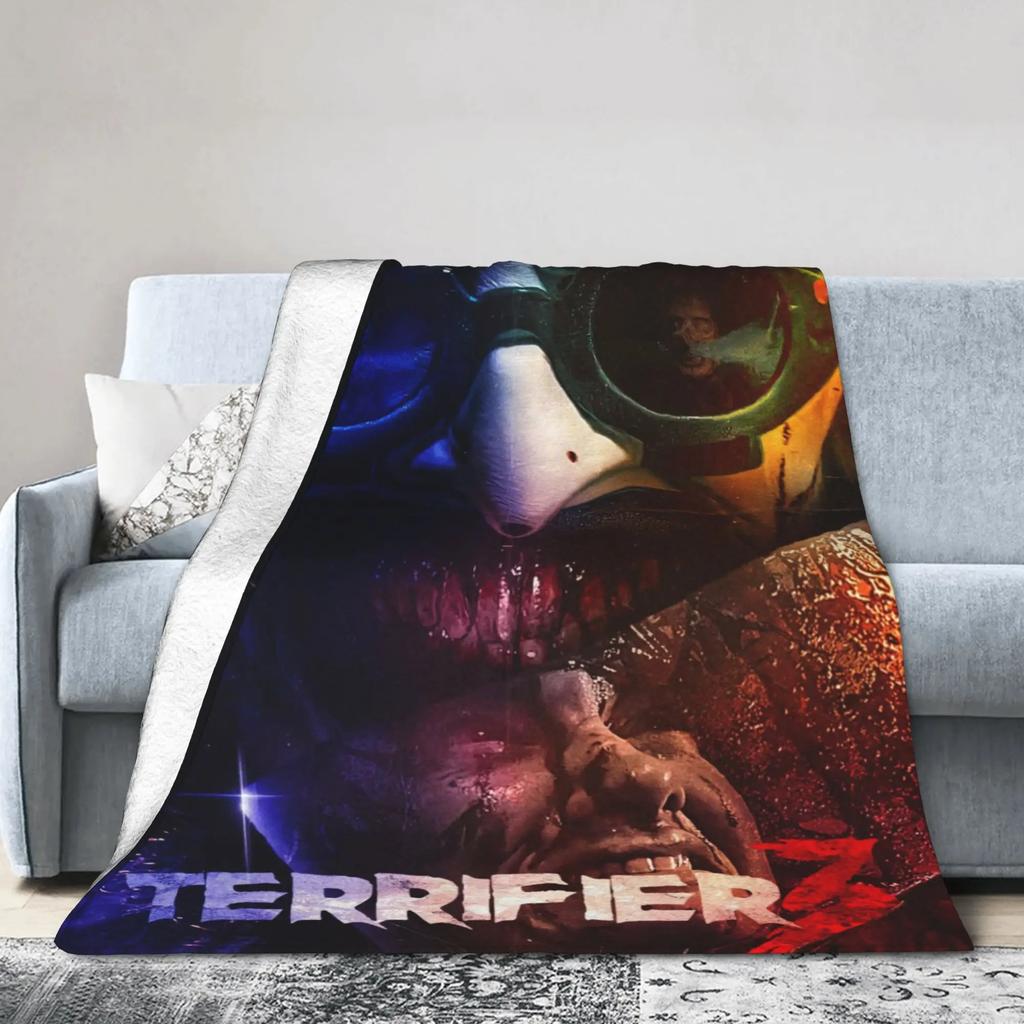 Terrifier Horror Film Warm Plush Throw Blanket for Kids and Adults Soft Flannel Bedspread for Sofa Bed Living Room Decor