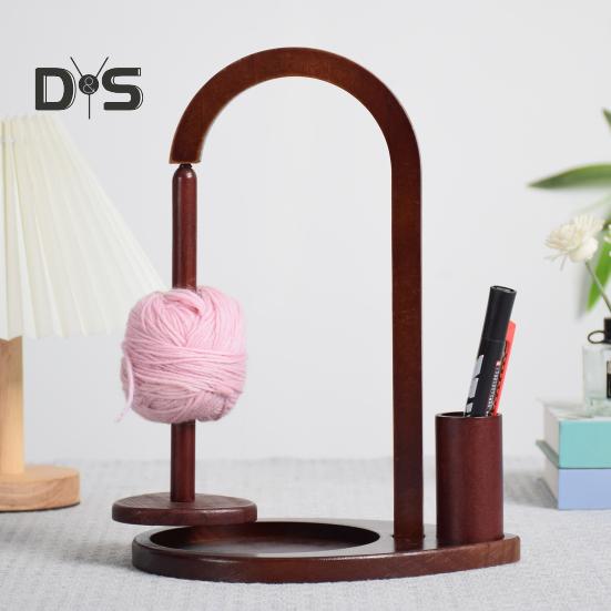 Magnetic Yarn Holder Wooden Yarn Dispenser with Storage Cylinder Yarn Ball Organizer Holder Gift for Knitting Crocheting Enthusiasts