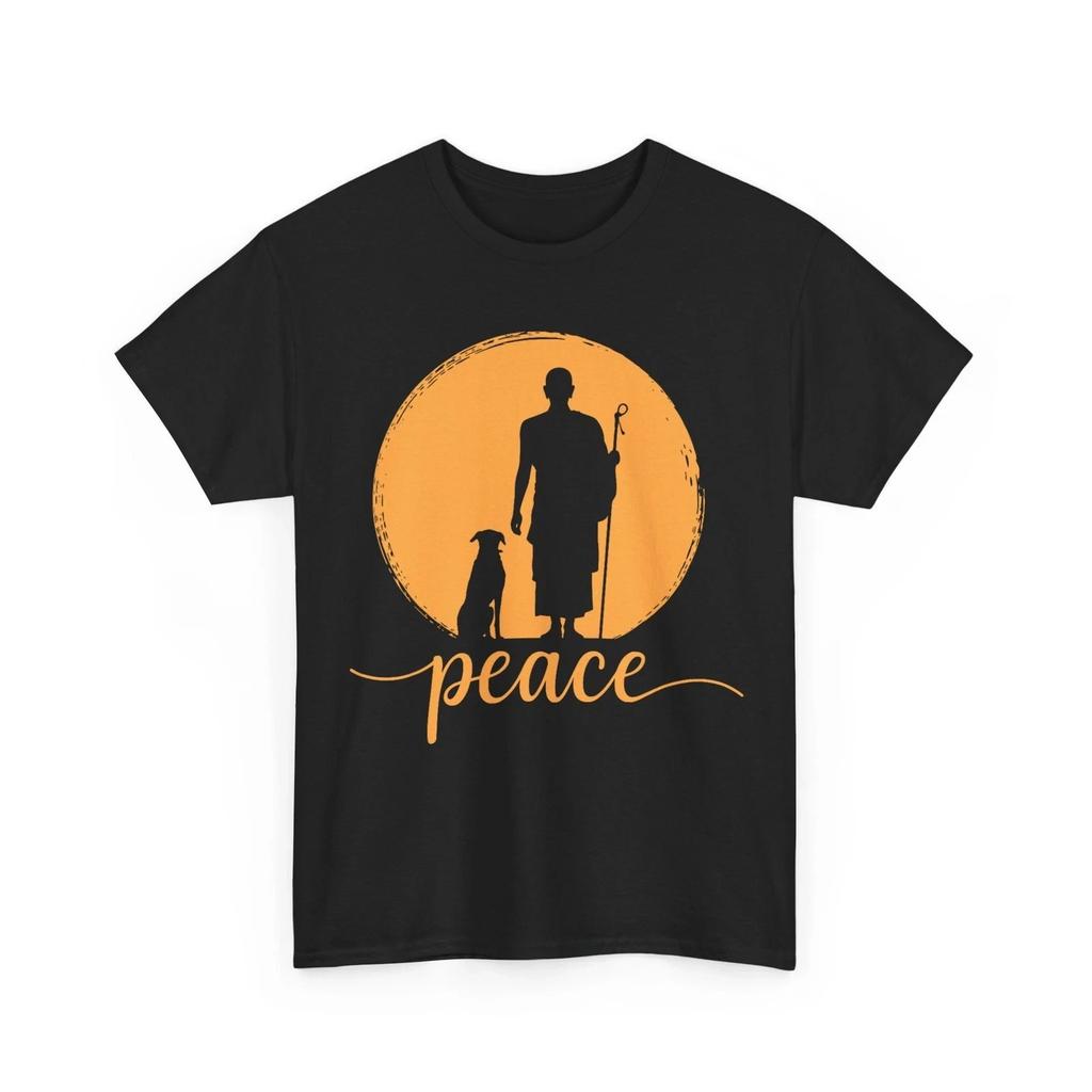 Walk for Peace Monks with Aloka Dog Minimalist Zen Art T-Shirt