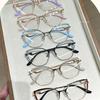 Cat Eye Metal Frame Anti Blue Light Glasses Type Non Prescription Protective Goggles Decorative Flat Glasses