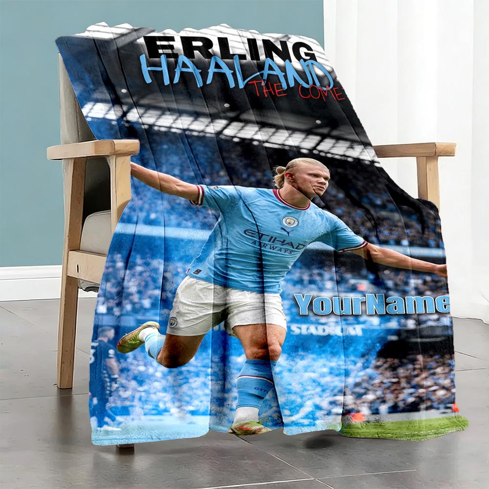 Haaland Customize Your Name Blanket Multi-purpose Personalized Blanket Comfortable Perfect for Bedding Seaside Chair Home Decor Ideal for All Seasons