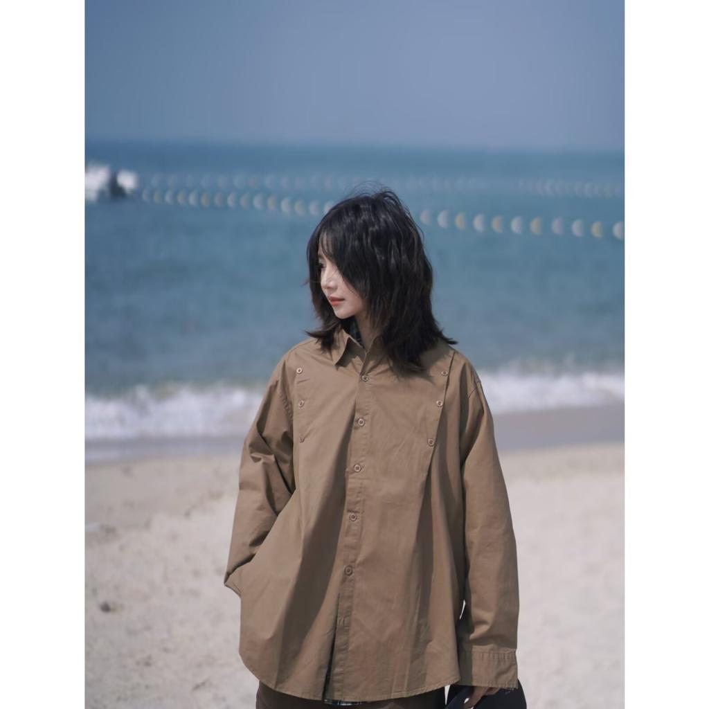 2024 Letter Long Sleeve Shirt Japanese Hong Kong Style Ins Loose Shirt Boys Summer Trendy Versatile Casual Coat