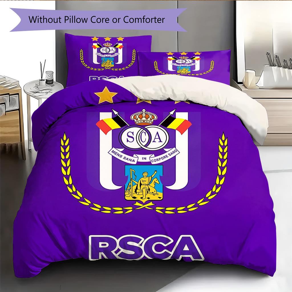 RSC Anderlecht  Узорный Комплект Постельного Белья Одеяло  Домашний Декор  Подарок (1 пододеяльник + 2 наволочки без наполнителя)