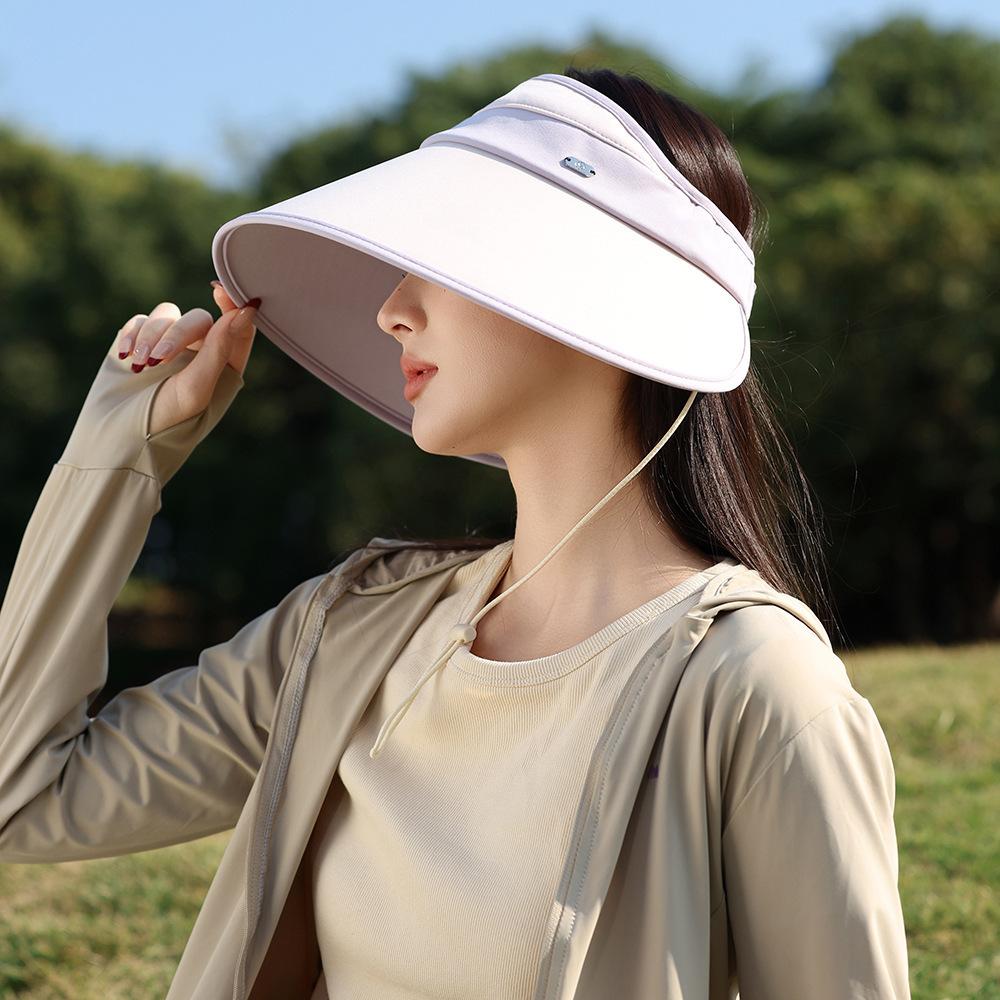 Fashion Color Matching Outdoor Travel Sunscreen Hat Women'S Travel Uv Protection Empty Top Hat Outdoor Big Brim Sun Hat