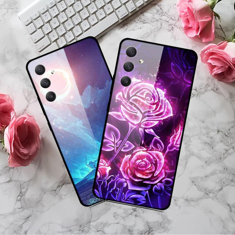 Чехол для телефона Samsung A35 5G - Персонализированный Цветной Закаленный Стеклянный, Противоударный.