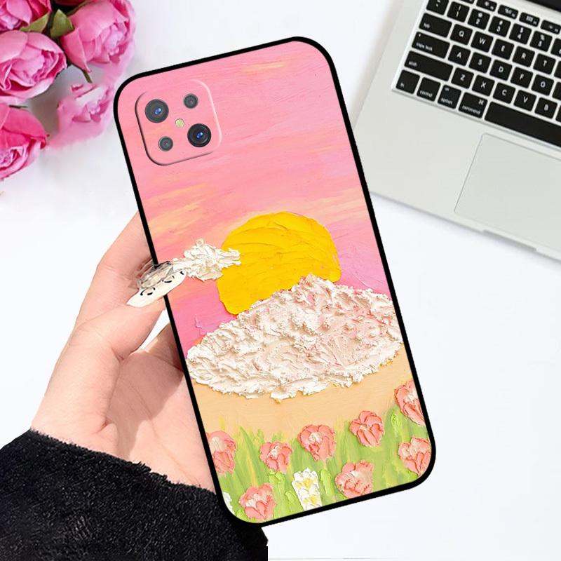 For Oppo Reno4 Z 5G Case Fashion Oil Painting Silicone Soft TPU Back Cover For OPPO A92S Phone Back Bumper Shell Cartoon Coque