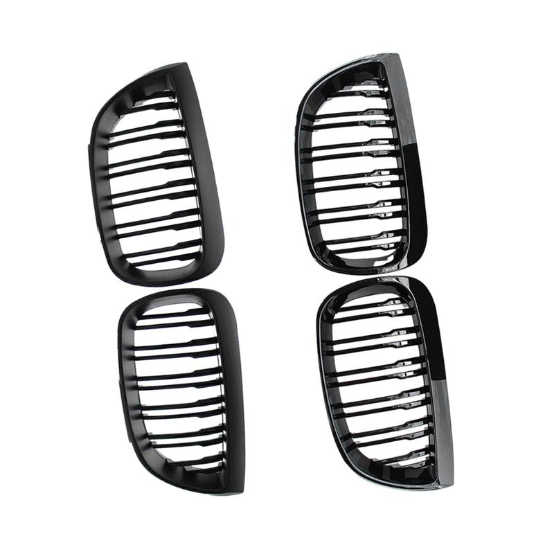 Car Front Kidney Grill Gloss/Matte Black Double Slat Racing Grills For BMW 1-Series E87 Pre-facelift 5-door 2004 2005 2006 2007