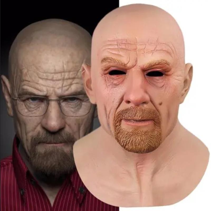 Во все тяжкие Белая маска Латекс Лысая голова Старик Хэллоуин Косплей Реквизит