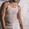 Летние мужские топы-майки без рукавов с ажурной сеткой и прозрачным ажурным узором