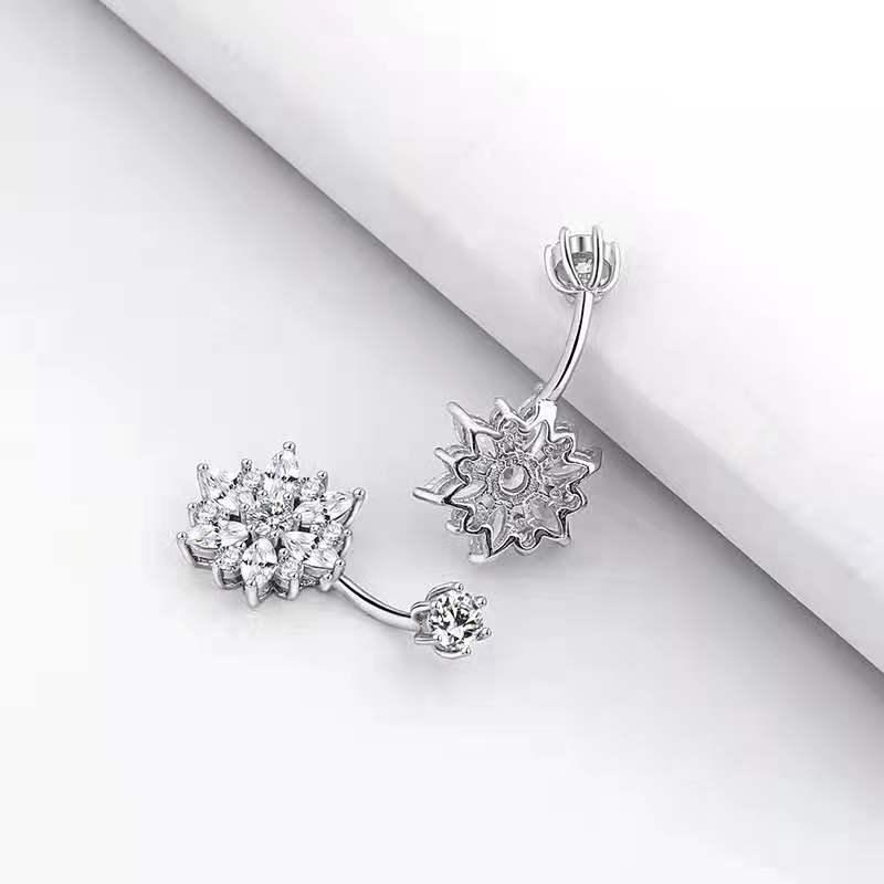 Кольцо для пирсинга пупка из стерлингового серебра 925 пробы с бриллиантом в виде подсолнуха