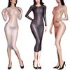 Women's One Piece Shiny Glossy Bodycon Dress Highly Elastic Nightwear Dresses