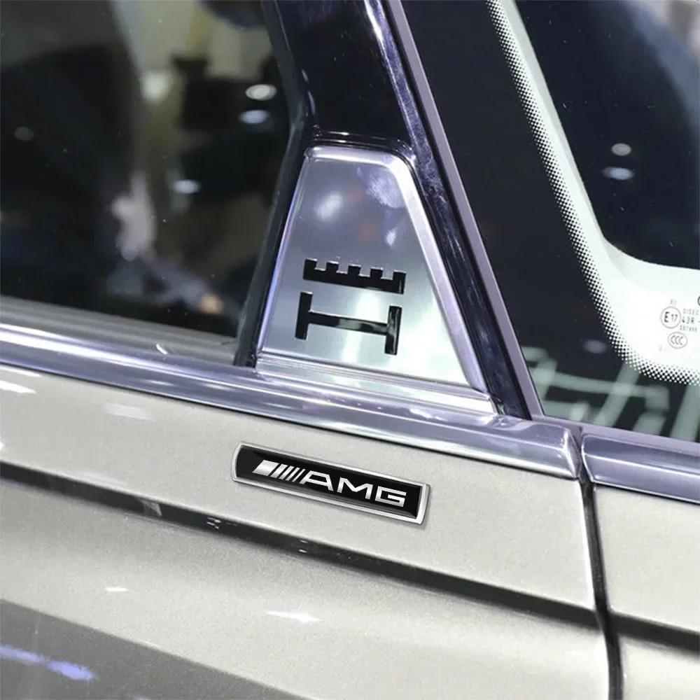 AABGU1 2Pcs 3D Metal AMG Emblem Car Body Fender Logo Stickers For Mercedes Benz B/C/E/S Class A Class C200L GLC GLE GLK CLA AMG