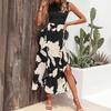 Ayollar uchun moda va nafis yengsiz patchwork ko'ylak