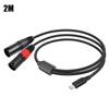 USB-C To Dual XLR 3Pin Cable Braided Type C To Dual XLR Male Aux Audio Cable for iPad Laptop Phone for Speakers Amplifier Mixer
