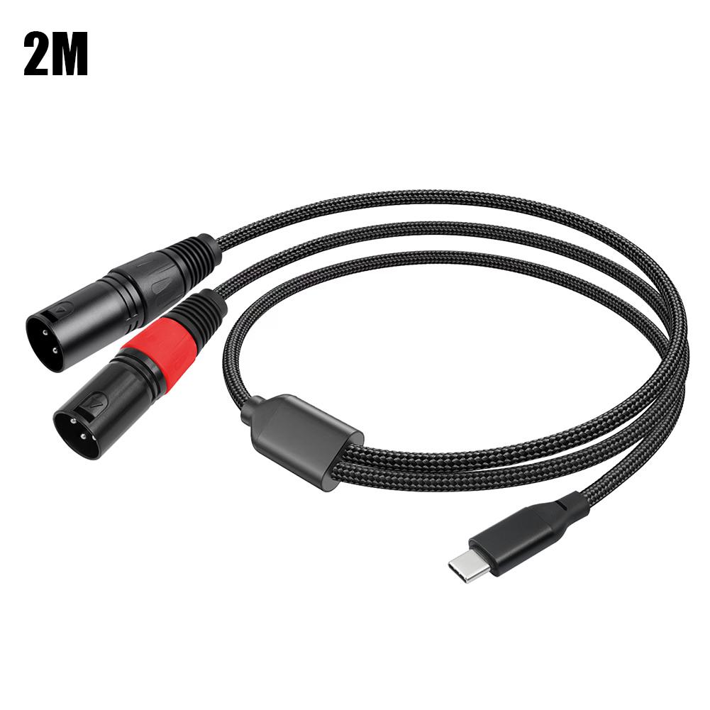 USB-C To Dual XLR 3Pin Cable Braided Type C To Dual XLR Male Aux Audio Cable for iPad Laptop Phone for Speakers Amplifier Mixer