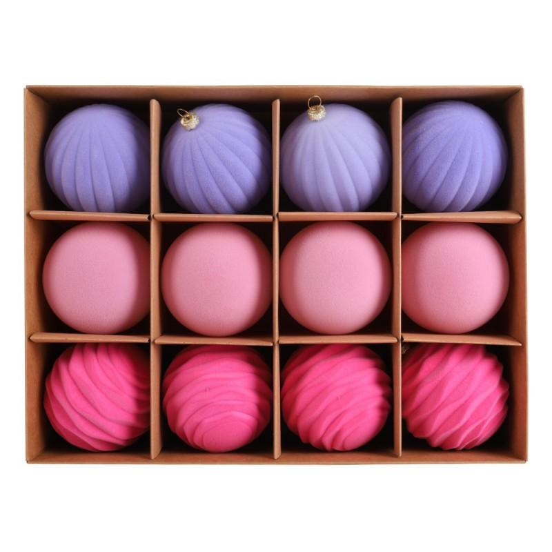 12 шт./кор. Флокированные елочные шары, украшения для рождественской елки, подвесные шары, плюшевые шары, коробка для рождественских праздничных декораций 8 см