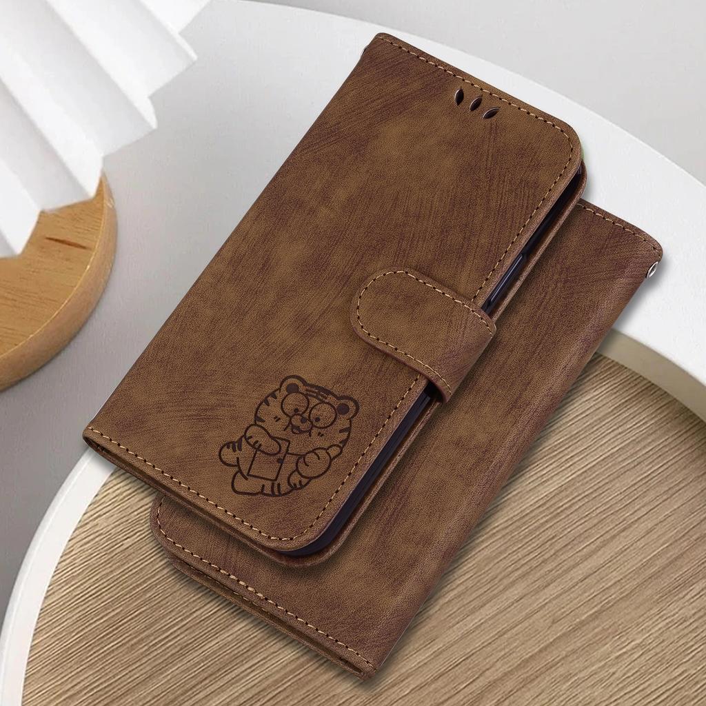 Чехол из кожи тигра в стиле ретро для Realme GT6 Realme C61 C67 C55 C53 C63 C31 C33 с подставкой и отделениями для карт, чехол-книжка для Narzo N55 N53 50A
