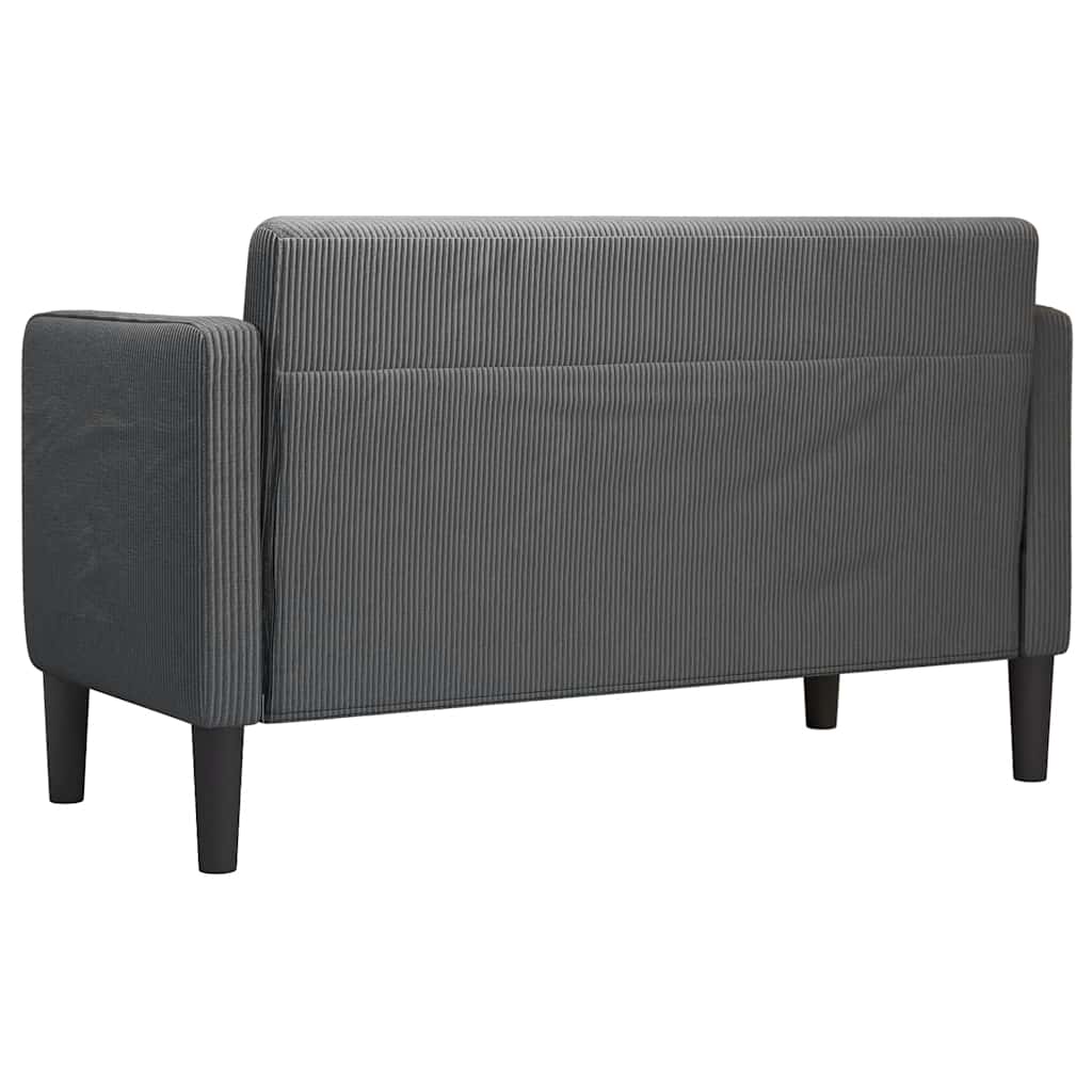 Two Seater Sofa Dark Gray 109 cm Cord Fabric