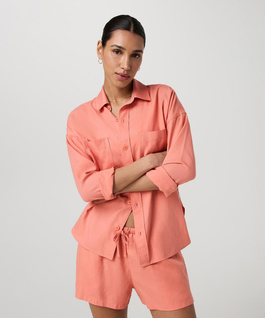 VUORI [Women'S] Tressels Twill Button-Up_Orange Red Vr26121067