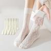 Женские тонкие белые сетчатые дышащие хлопковые носки-трубы без косточек для весны и лета