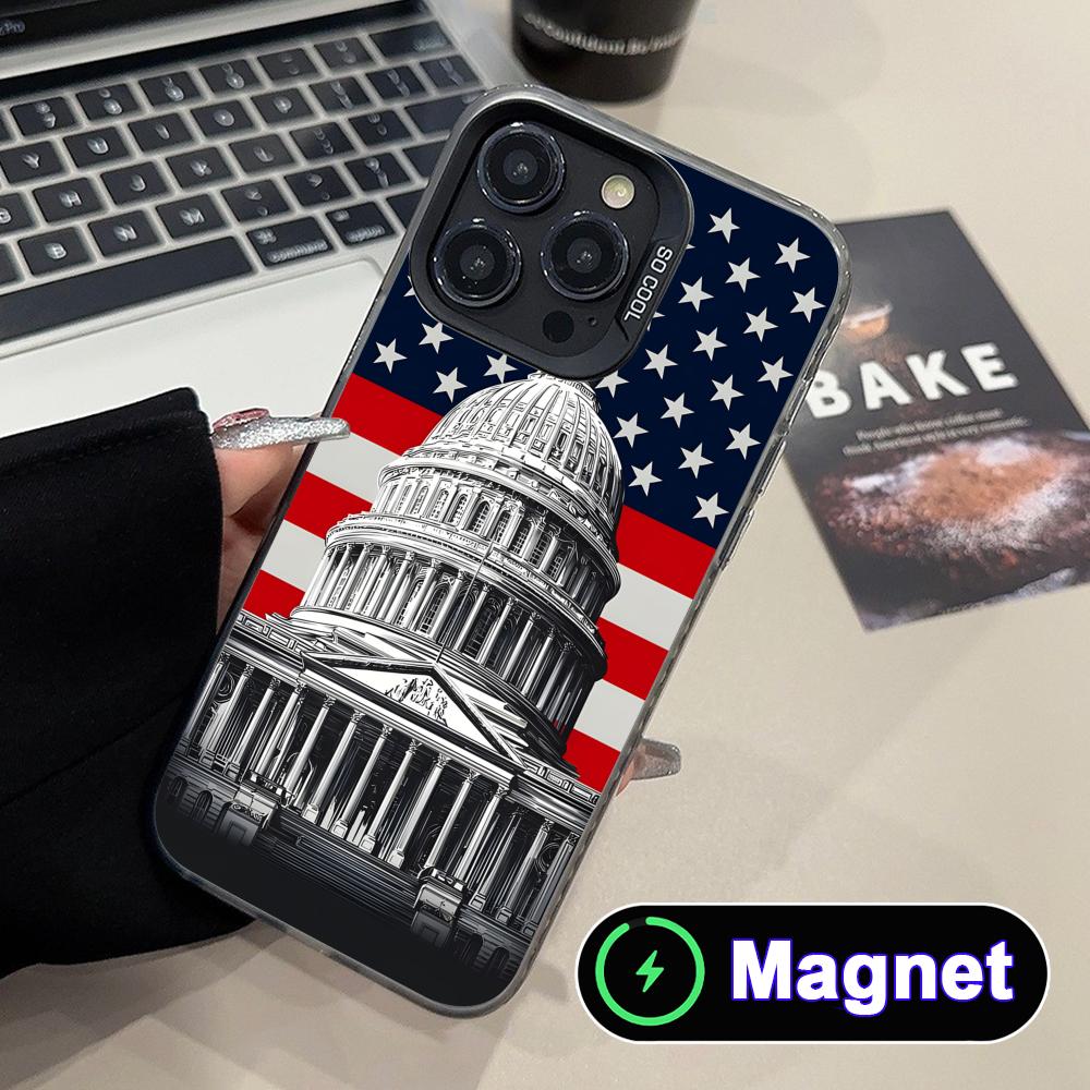 USA America Flag Translucent MagSafe Mobile Phone Case for iPhone 17 16 15 14 13 12 11 Air Pro Max Plus Colorful Cover