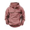 Men's Large Patch Pocket Drawstring Long Sleeve Half-Zip Hoodie