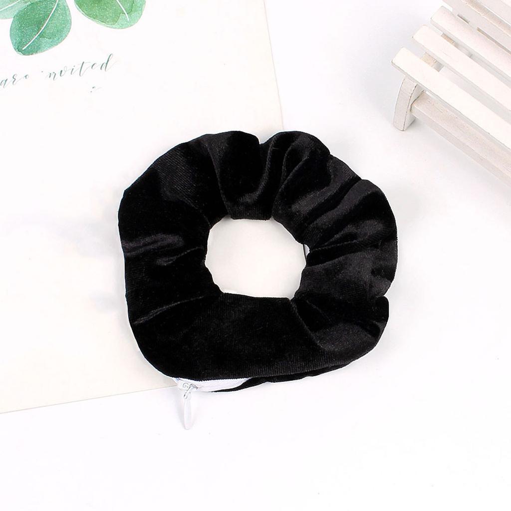 Резинки для волос на молнии, карманные резинки для волос, бархатный браслет для волос со потайной молнией, сумка для хранения помады для ключей, эластичная лента для волос