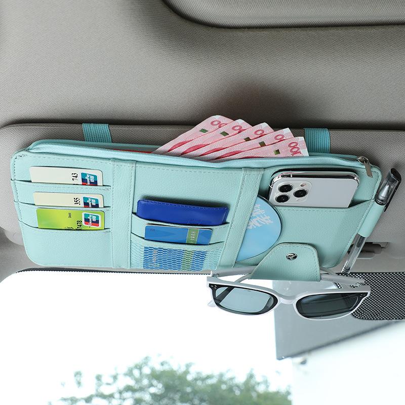Car Sun Visor Storage Box Bill Pen Card Holder Dvd Organizer With Sunglasses Clip Stowing Tidying Car Accessories