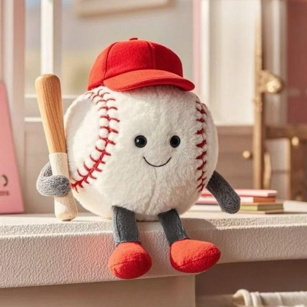 Badminton Baseball Tennis Plush Toys Smiling Face Expression Keychain Birthday Gifts