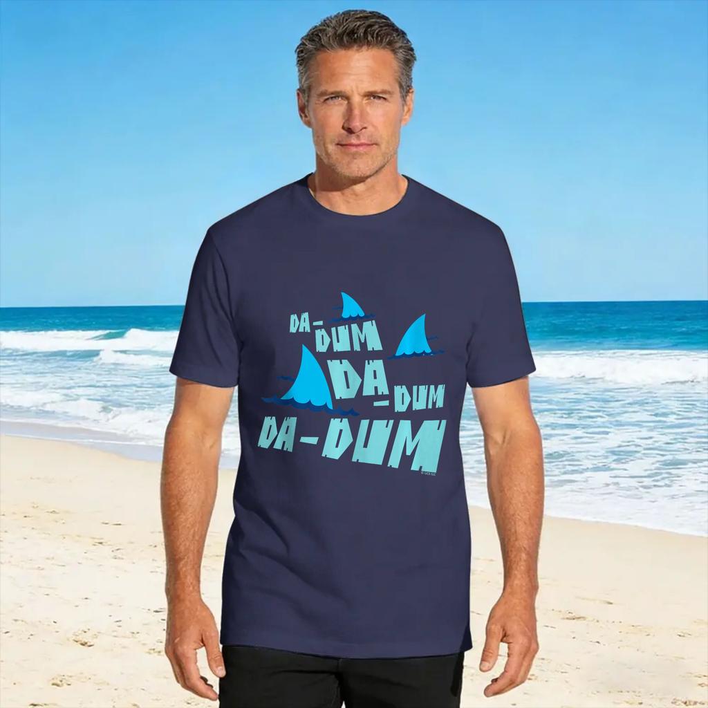 Jaws Da Dum Da Dum Blue Shark Fins Design T Shirt Summer Popular Tshirts 100 Cotton O Neck Plus Size 5xl Tees Short Sleeve