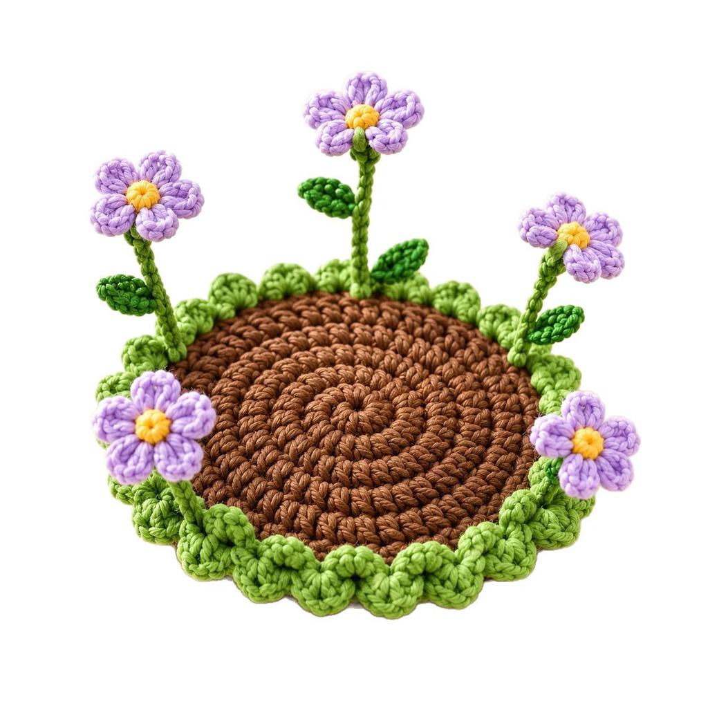 Handmade Crochet Floral Coaster Handmade Crochet Floral Coaster Material Pack