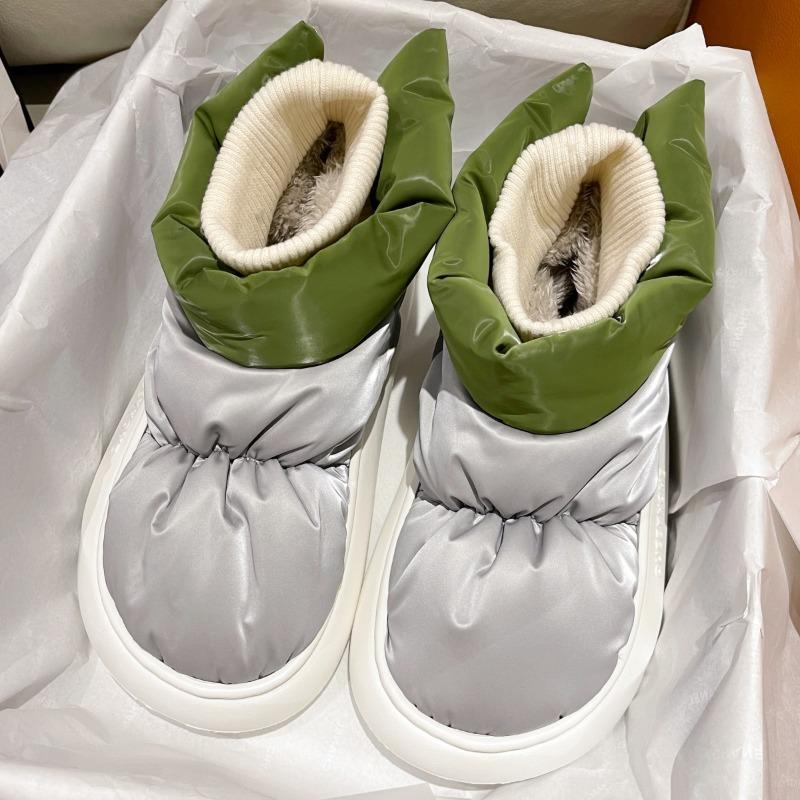 Водонепроницаемые хлопковые тапочки женские осенне-зимние для улицы флисовый термомешок и толстоподошвенные сноубутсы пуховые хлопковые туфли женские зимние