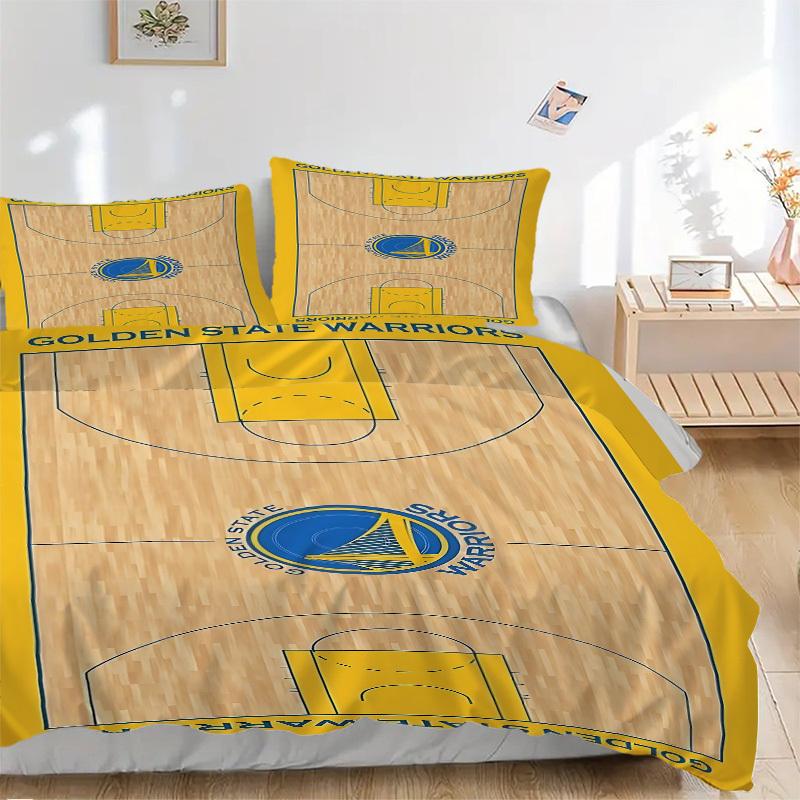 3pcs bedding set Golden State Warriors Basketball Includes 1 Comforter + 2 Pillowcases, Without Pillow Inserts, Soft Comfortable,a0910236