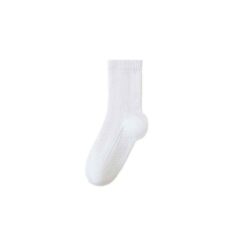 Female Spring and Autumn All Match Solid Color Massage Bottom Comfortable Boneless Antibacterial Sports Tube Socks