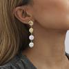 Chic 2023 Winter Gold Round Faux Pearl Earrings Stylish Long Design For Women