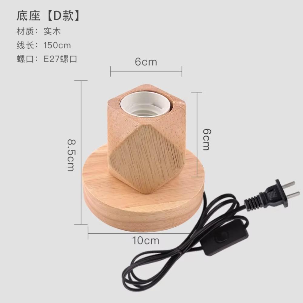 Retro Wood Table Lamp E27 Socket Vintage Desk Lamp Base Holder EU Plug Bedside Lamp Decoration Wooden Base Table Light 220V 110V