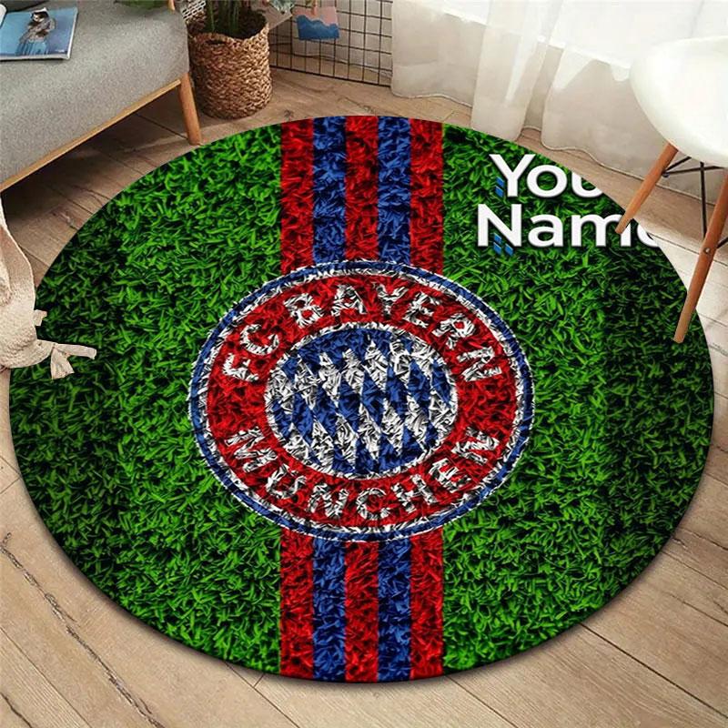 FC Bayern Munchen Custom Name Round Area Rug,Carpet Rug for Living Room Bedroom Sofa Playroom Decor,Non-slip Floor Mat