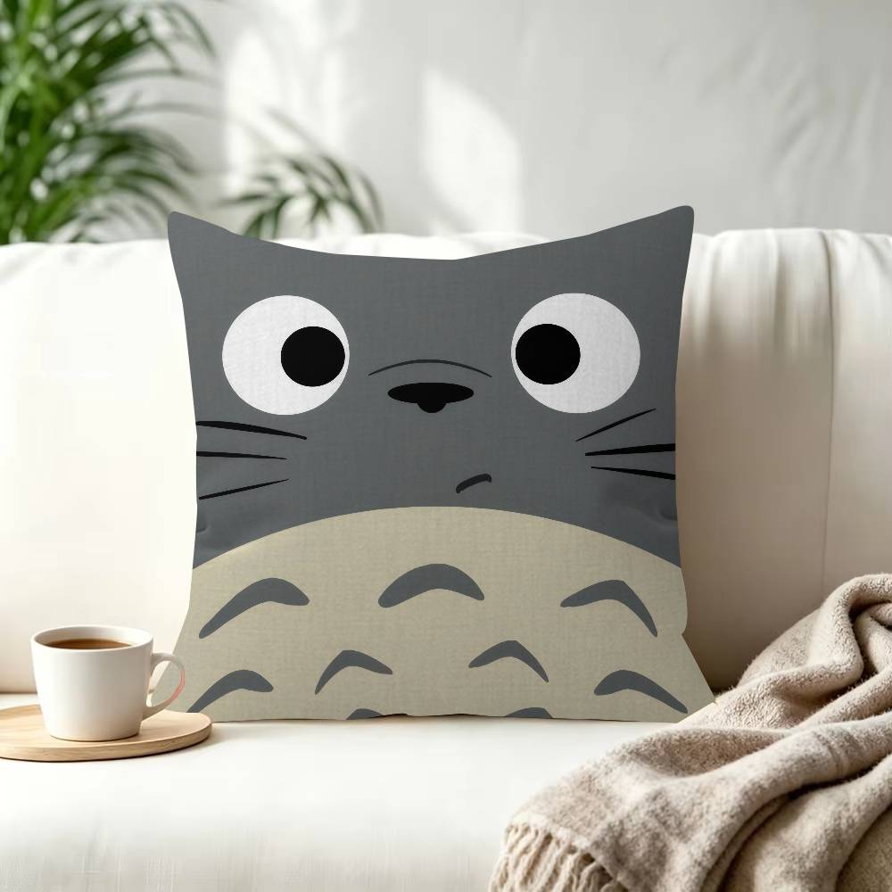 Anime Healing TTotoroS Cushion Decorative Polyester Throw Pillow Cover Square Suitable for Home Office Coffee Shop Decor