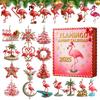 Flamingo Advent Countdown Calendar 2D Flat Acrylic Flamingo Christmas Ornaments for Flamingo Lovers Collectors and Holiday Gifts