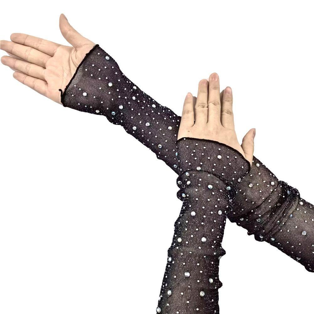 Breathable Crystal Arm Sleeves Mesh Summer Arm Sleeves Trendy Ice Silk Sleeve Cycling