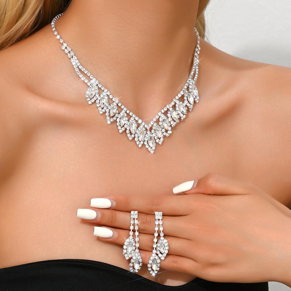3 предмета Женская модная медная инкрустированная цепочка-когти, конус, капля воды, ожерелье, серьги, циркониевый набор, свадебная вечеринка, фестивальный подарок